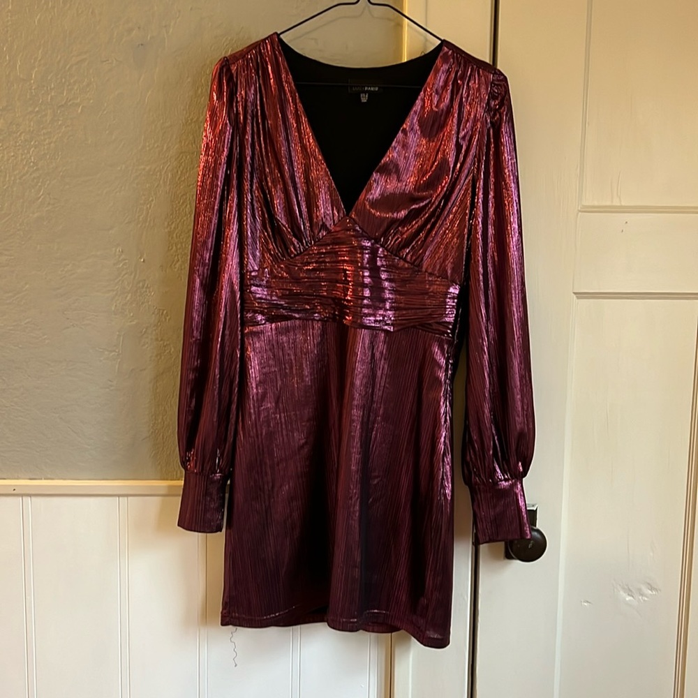 Lucy Paris - size S - metallic pink long sleeve cocktail dress
